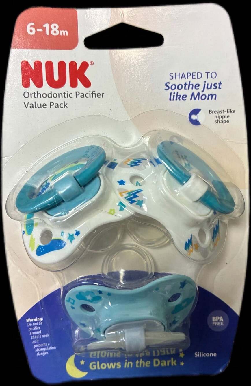 NUK Orthodontic Pacifier Value Pack Glows in the Dark 6-18M 3-Pack